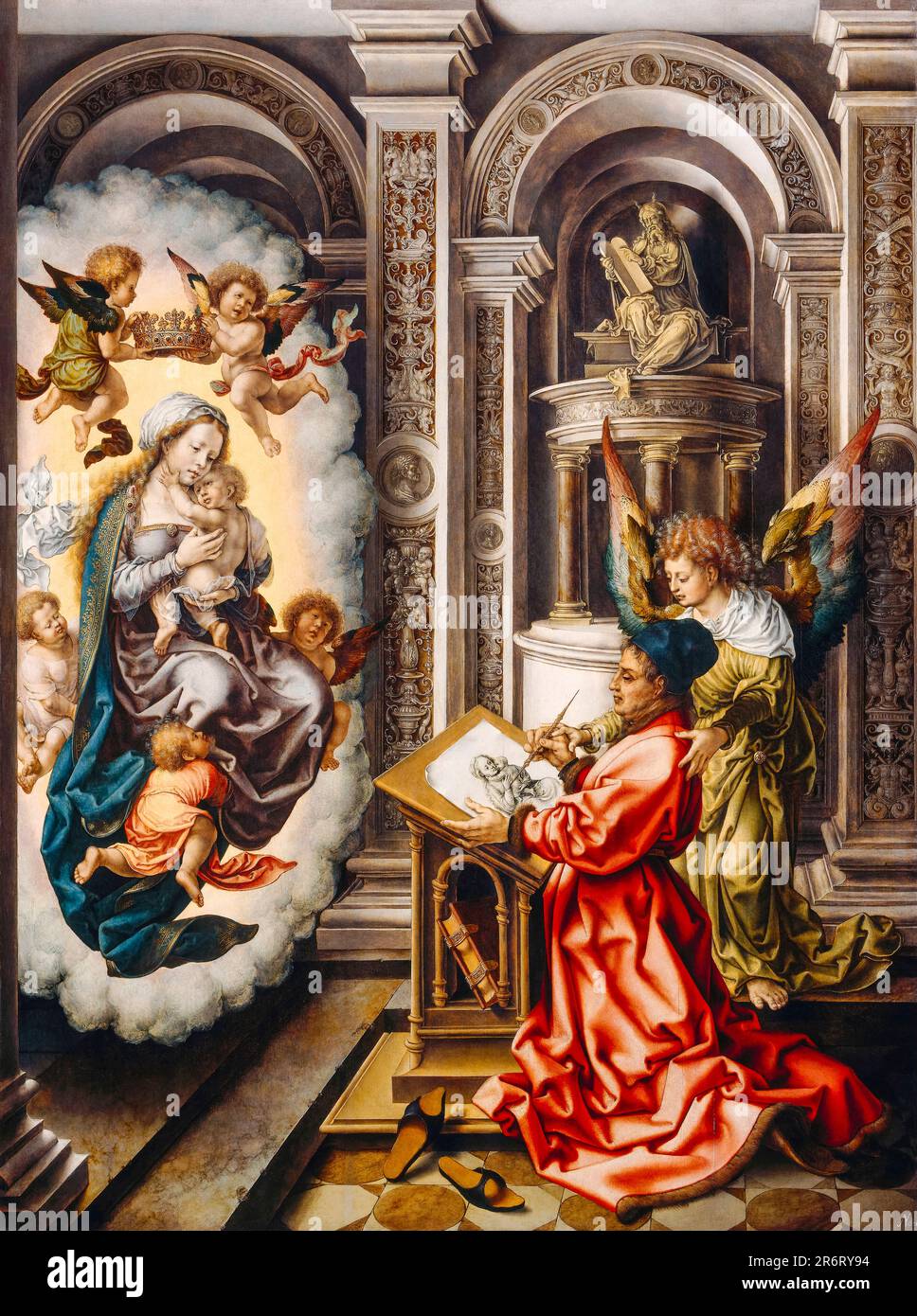 Jan Gossaert, St Luke peinture la Madonna, peinture à l'huile sur panneau, vers 1520 Banque D'Images