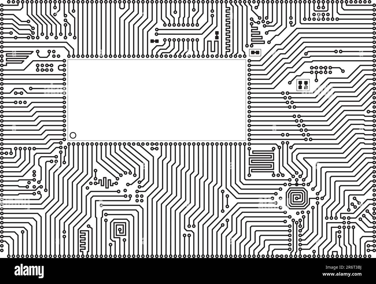 Arrière de la carte de circuit imprimé vectoriel Hi-tech - cadre blanc vierge Illustration de Vecteur