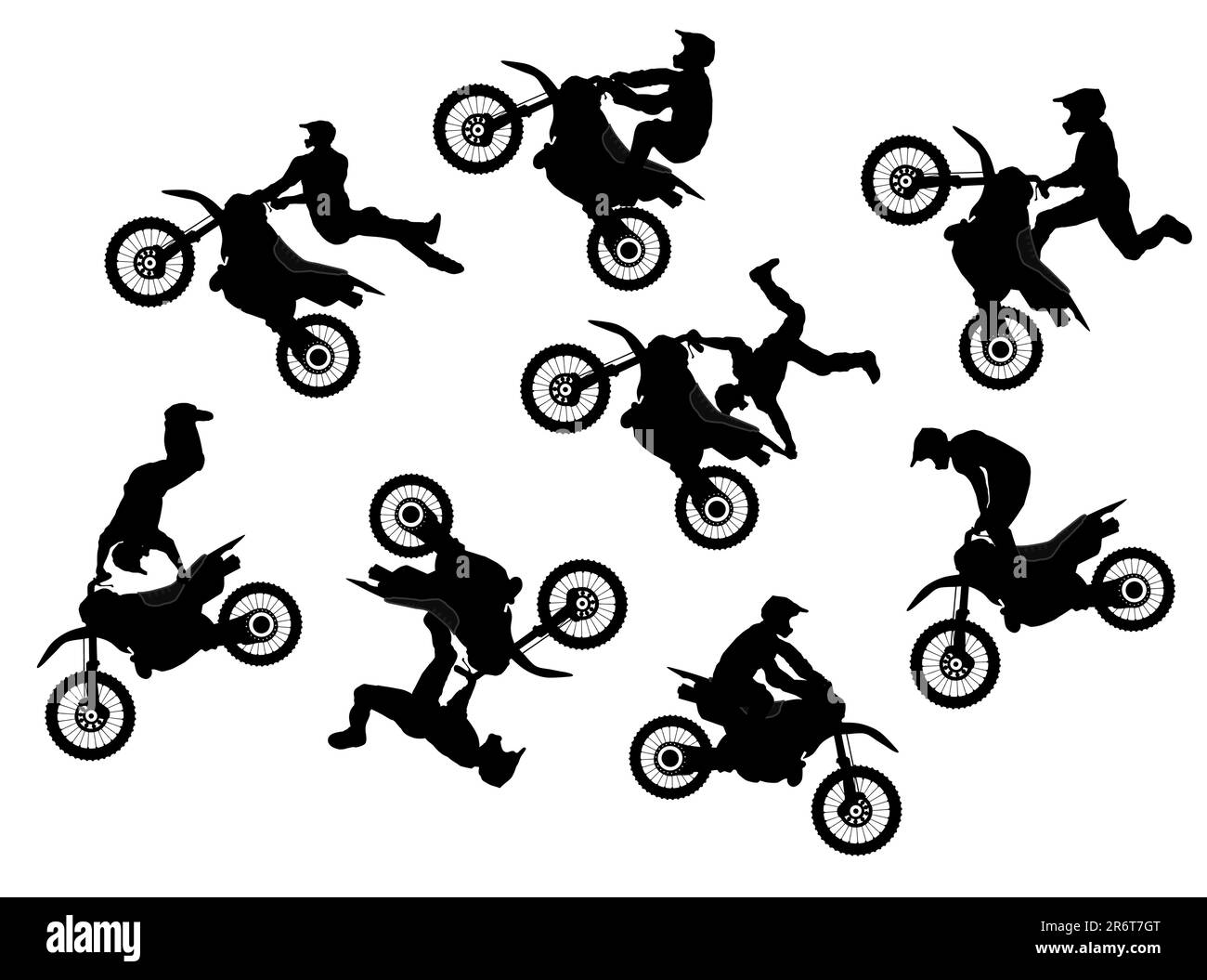 Jeu de vecteurs de saut de motocross isolés Illustration de Vecteur