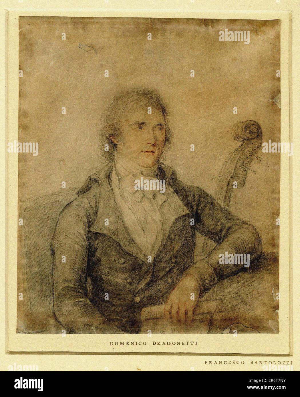 Portrait du violoniste Domenico Dragonetti (1763-1846). Musée : BRITISH MUSEUM. Auteur: FRANCESCO BARTOLOZZI. Banque D'Images
