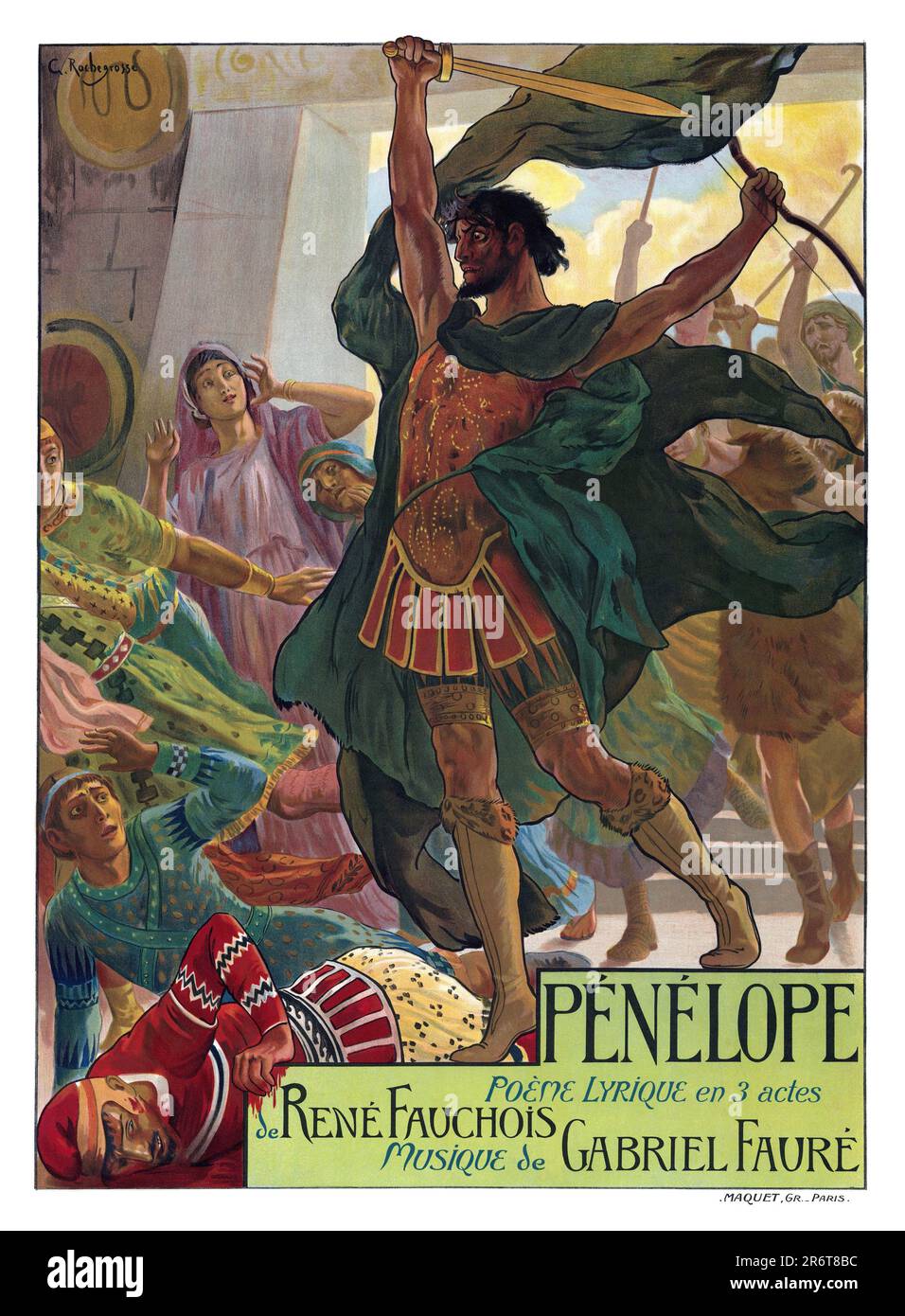 Affiche pour l'Opéra Pénélope de Gabriel Fauré. Musée : COLLECTION PRIVÉE. Auteur: Georges Antoine Rochegrosse. Banque D'Images