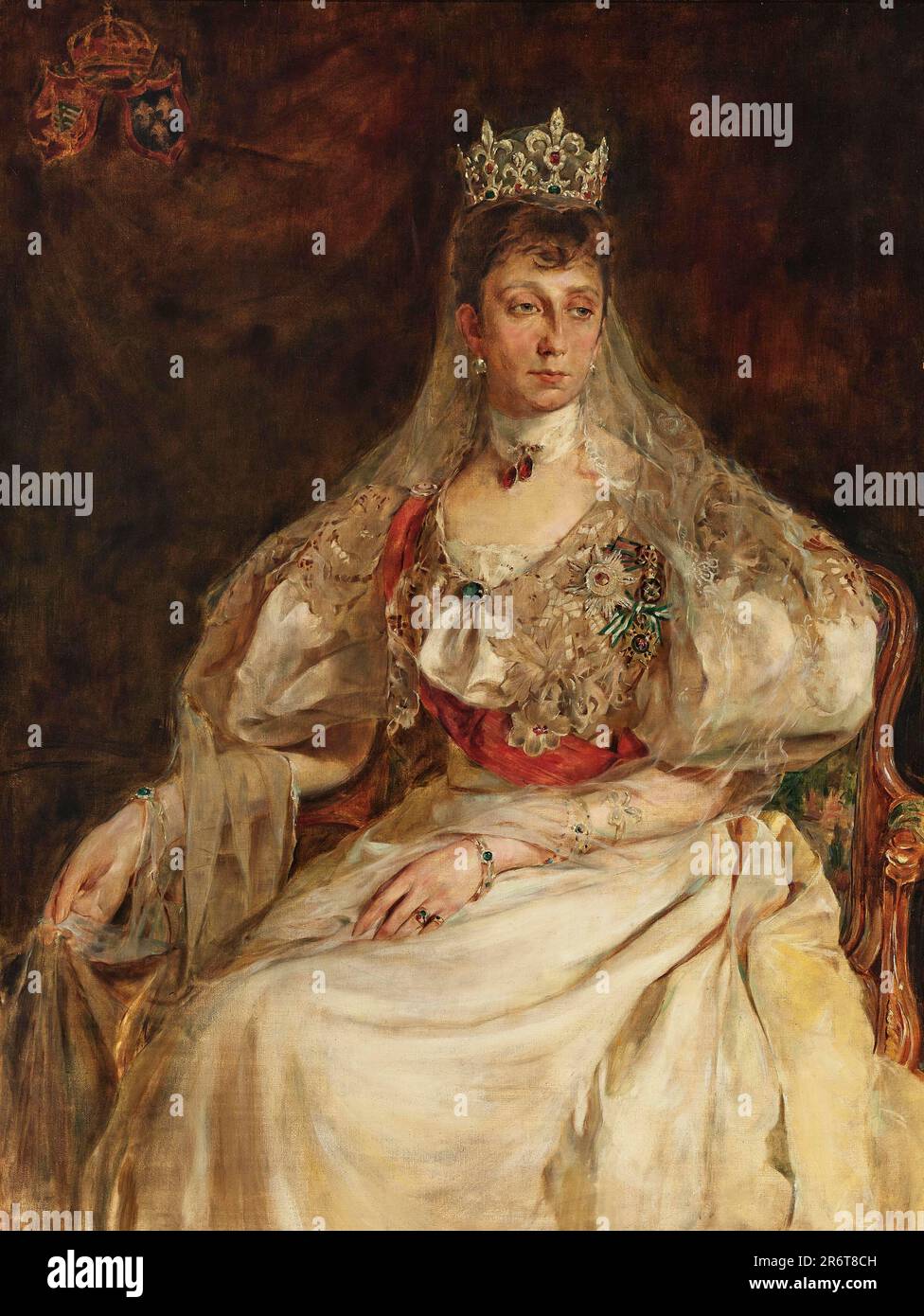 Portrait de la princesse Maria Luisa de Bourbon-Parme, princesse de Bulgarie (1870-1899). Musée : COLLECTION PRIVÉE. Auteur: Janko Anastasov. Banque D'Images