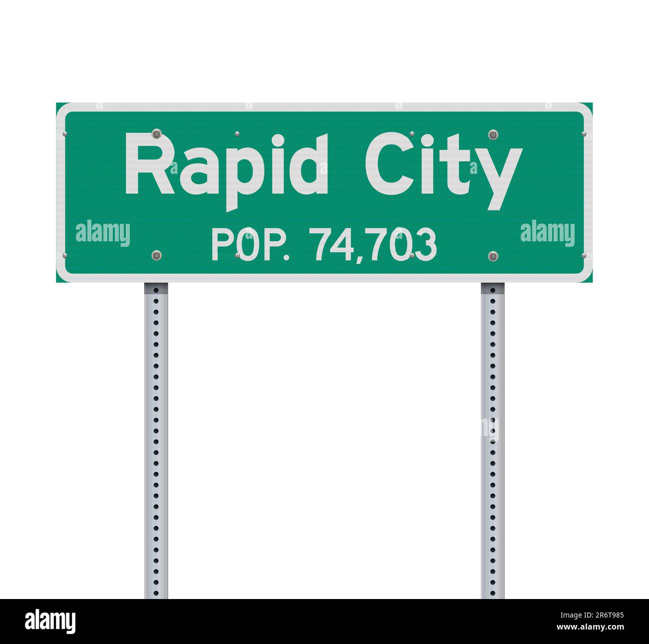Illustration vectorielle du panneau vert de la limite de la ville de Rapid City (Dakota du Sud) sur des poteaux métalliques Illustration de Vecteur
