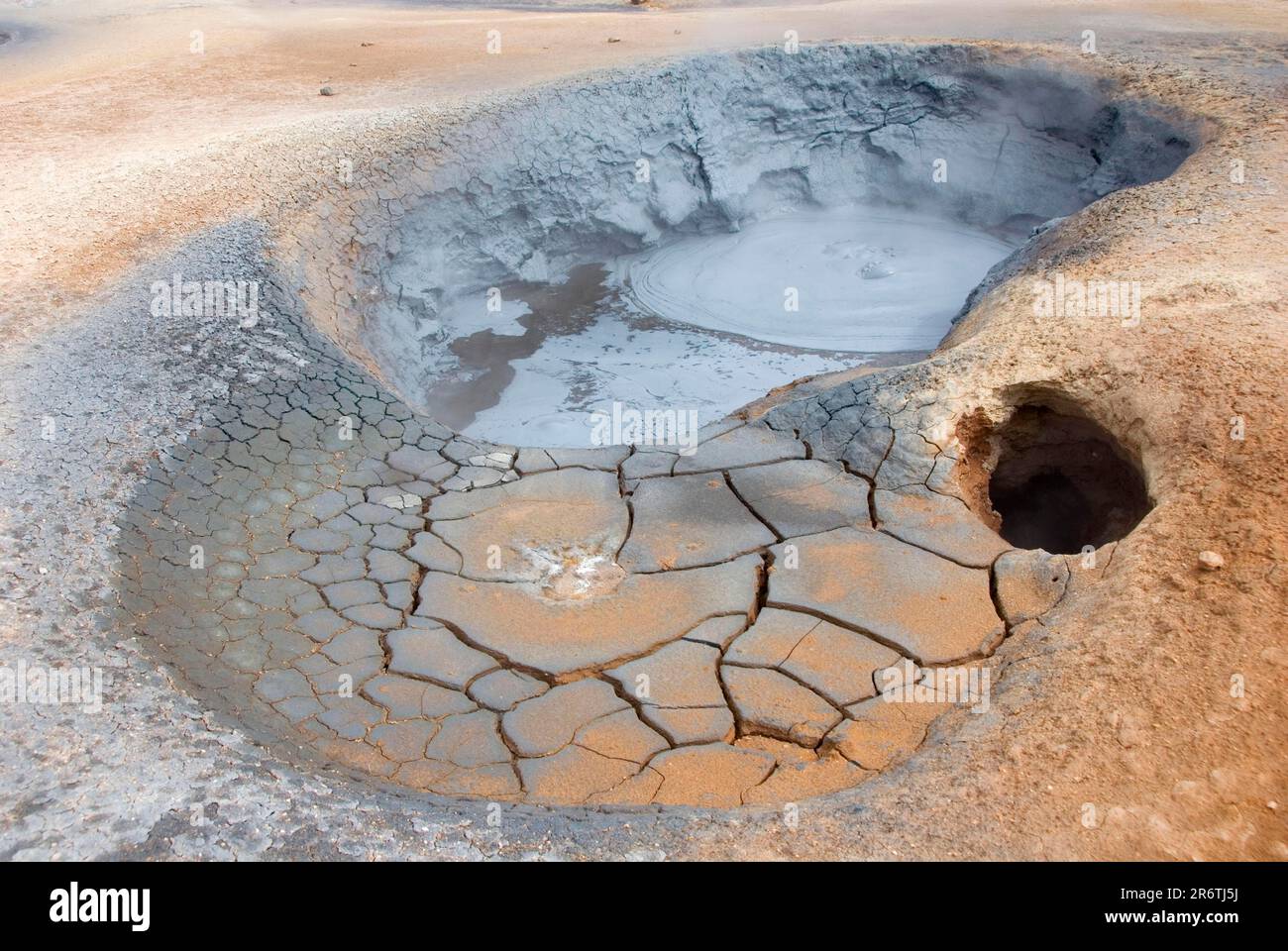 Fumeroles, zone haute température, zone géothermique, Hveraroend, Namafjall, Namaskard, Islande Banque D'Images