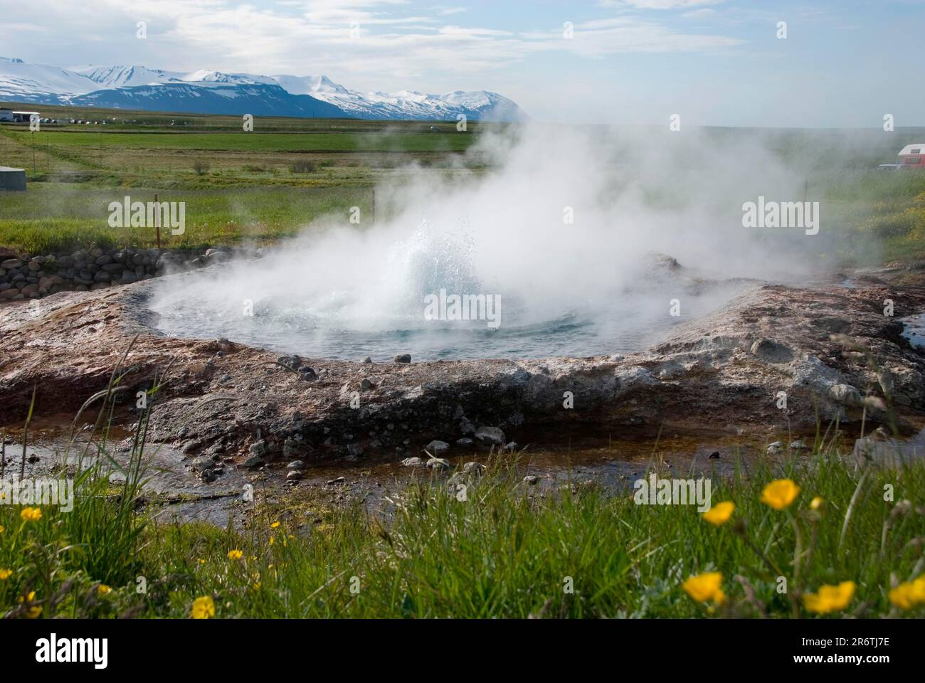 Source chaude, Hveravellir, zone géothermique, route 87, proche de rein, Islande Banque D'Images