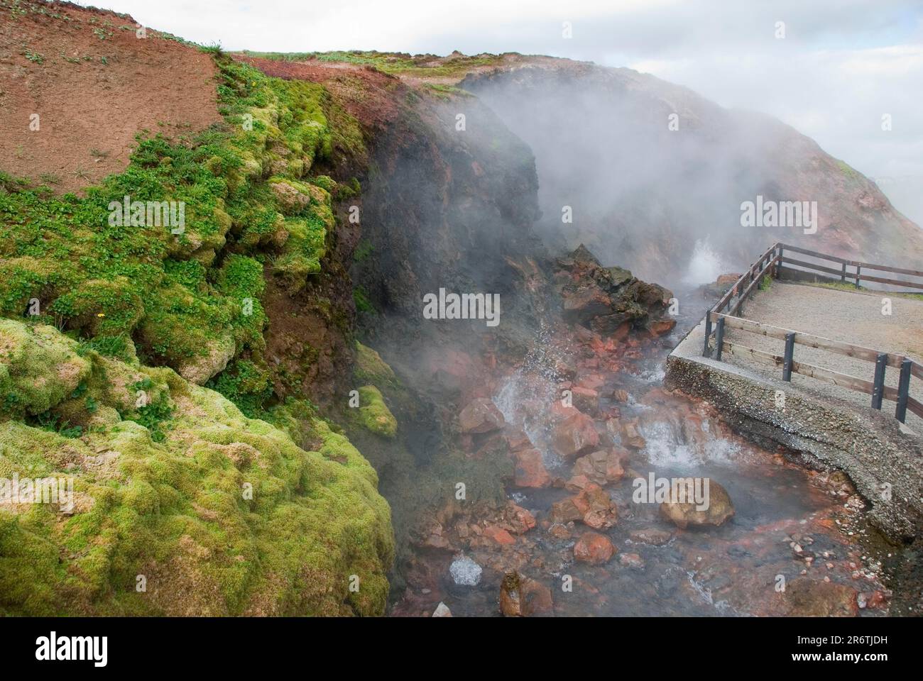 Source chaude, source chaude, Deildartunguhver, près de Reykholt, Islande Banque D'Images