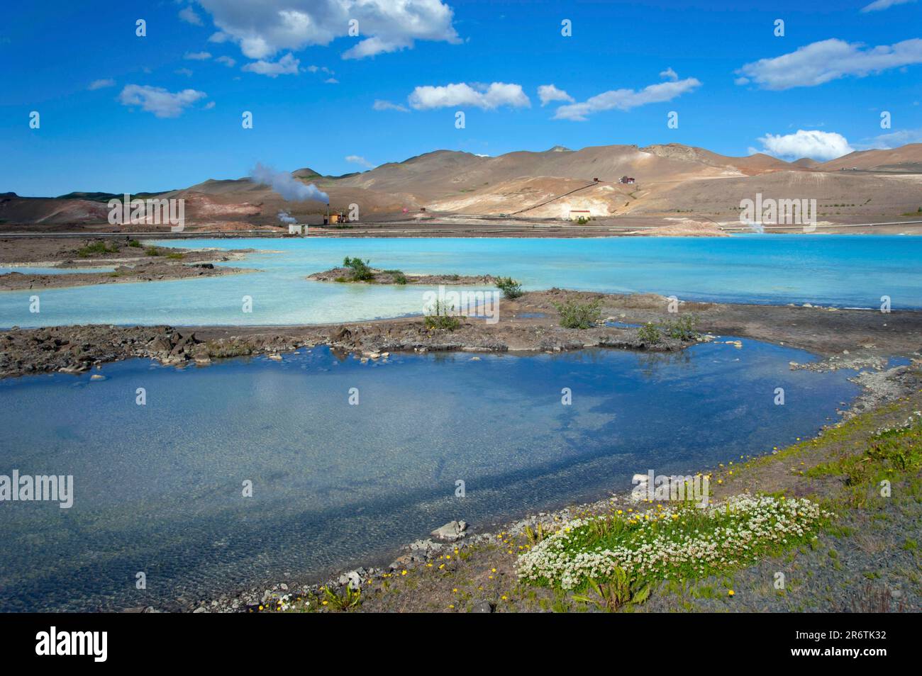 Zone géothermique, près de Myvatn, Islande, usine de silice désaffectée Banque D'Images