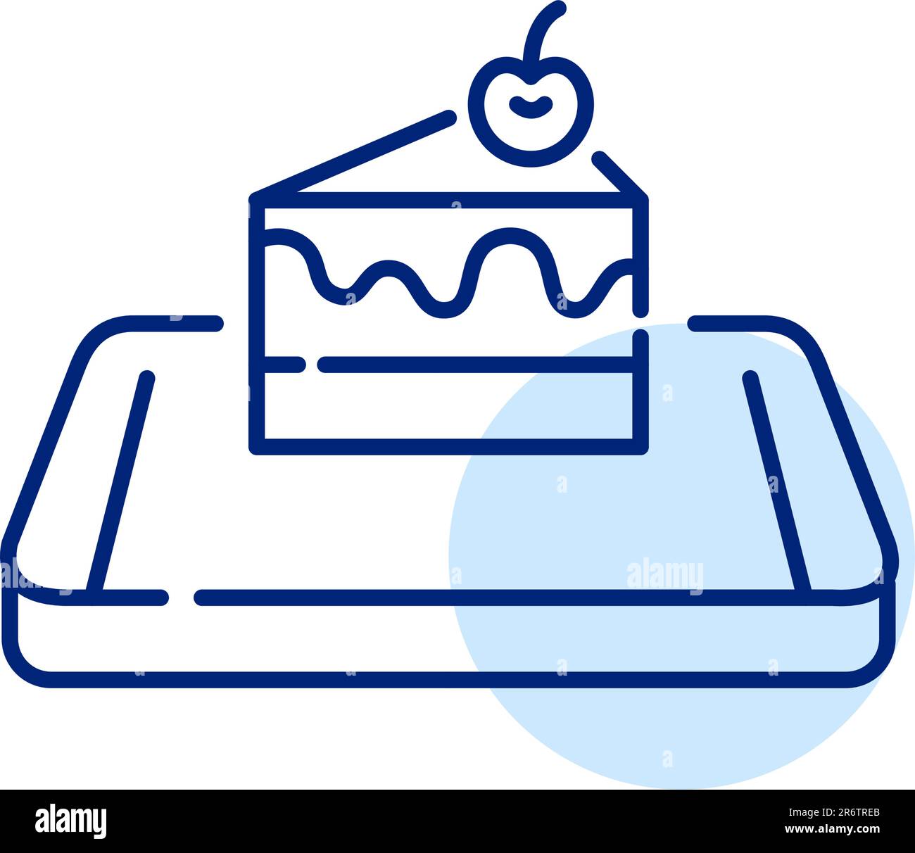Tranche de gâteau avec cerise sur le dessus. Application mobile de livraison de bonbons et desserts. Pixel Perfect, icône de contour modifiable Illustration de Vecteur