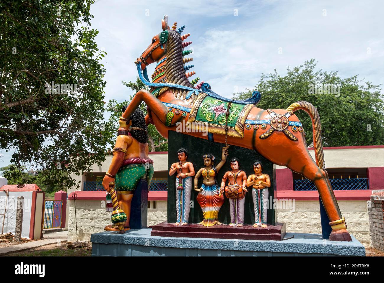 Temple gardien, Moolangudi, Pudukkottai, Tamil Nadu, Inde du Sud, Inde, Asie Banque D'Images