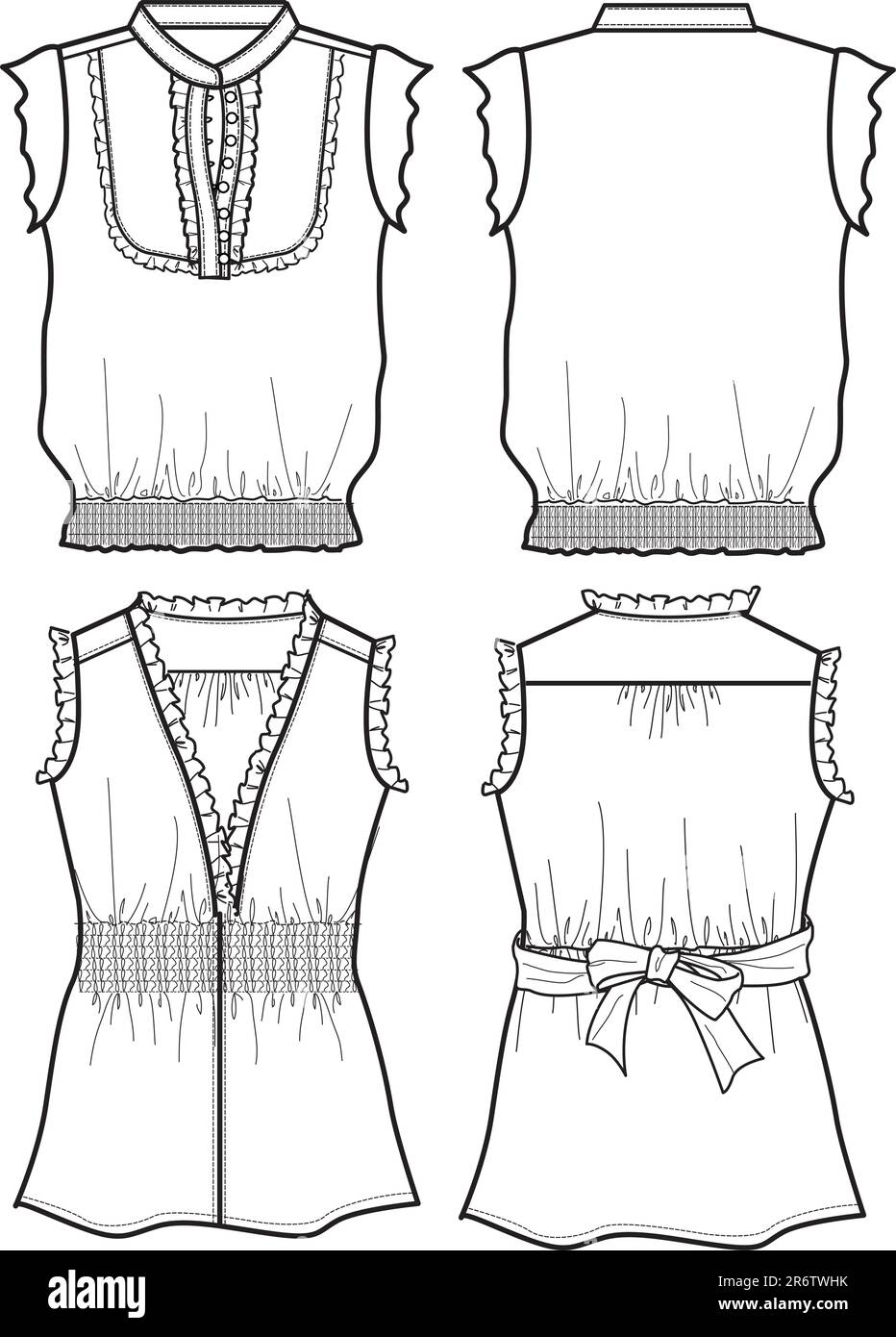 blouse mode lady en mousseline Illustration de Vecteur