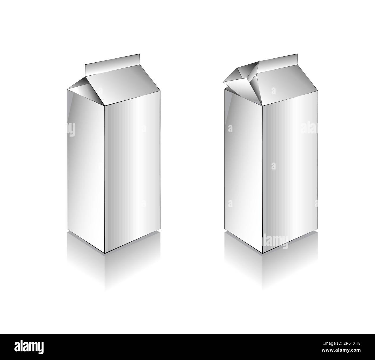 Boîte à lait en trois dimensions avec ombre et réflexions Illustration de Vecteur