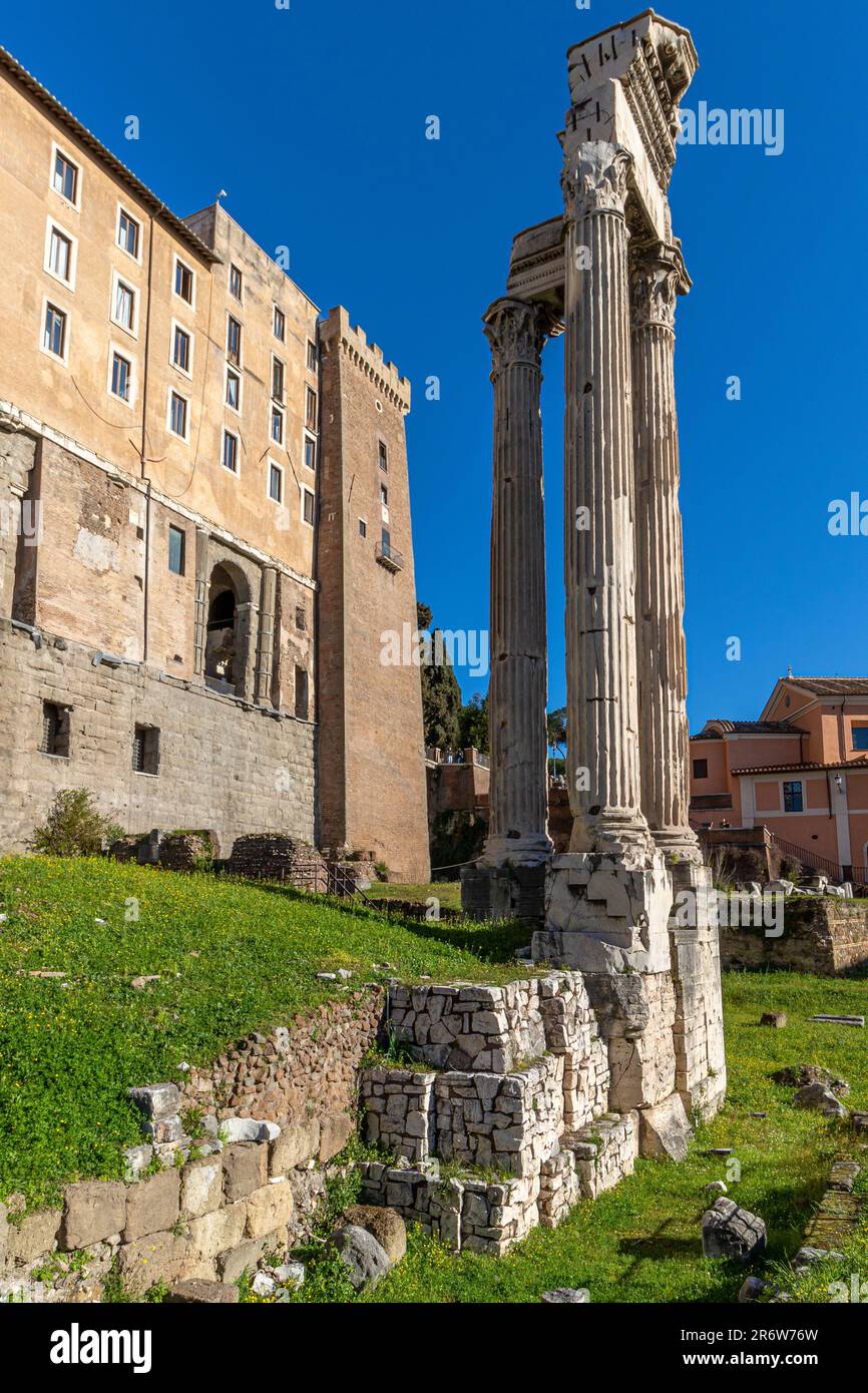 Le Forum romain situé au centre de l'ancienne ville de Rome vu du Mont Palatin, Rome, Italie Banque D'Images