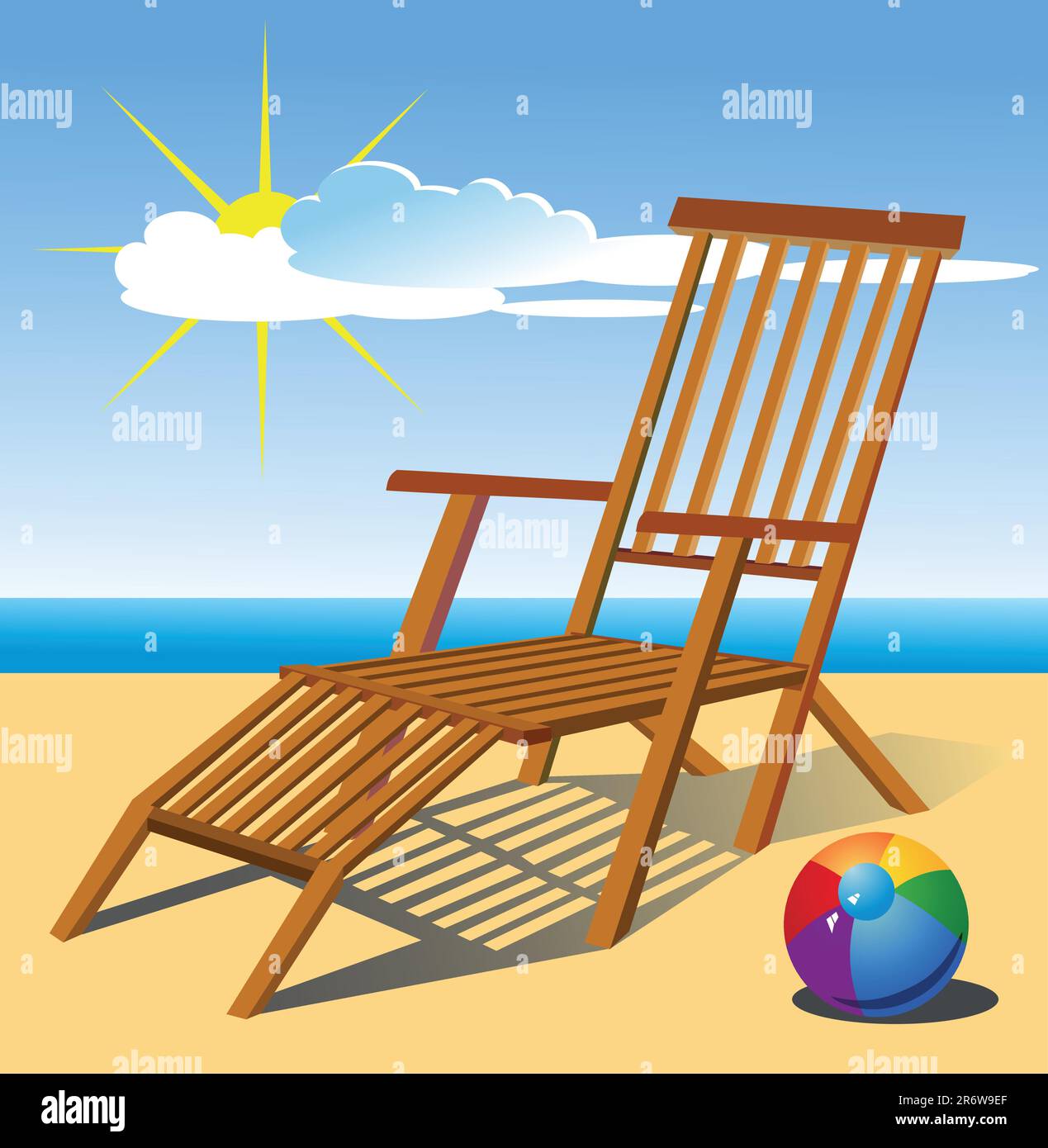 Illustration vectorielle d'une chaise de plage et d'une balle. Illustration de Vecteur