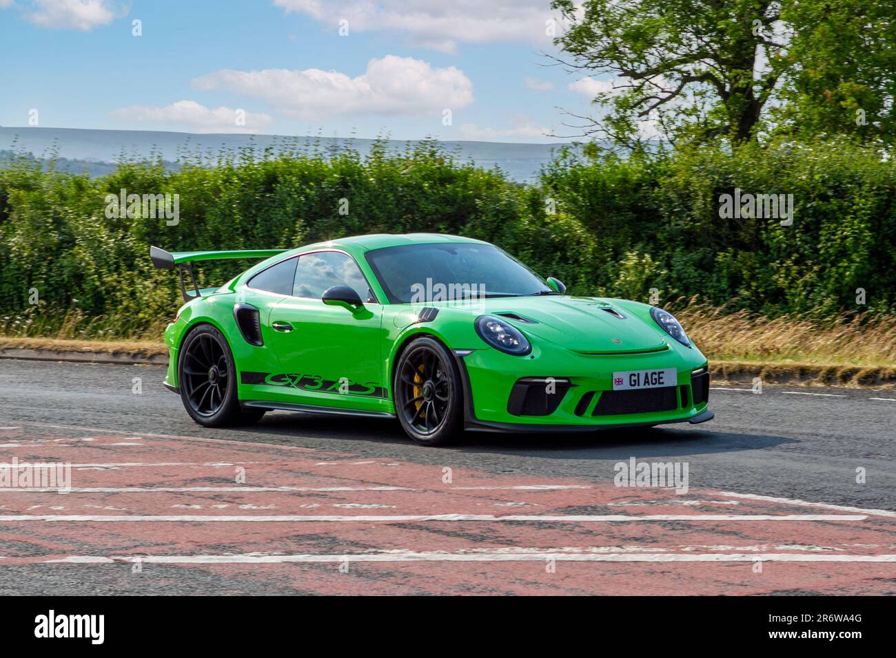 Une Porsche 911 GT3 RS PDK Auto Green car coupé essence au salon Classic & Performance Motor Show à Hoghton Tower Banque D'Images