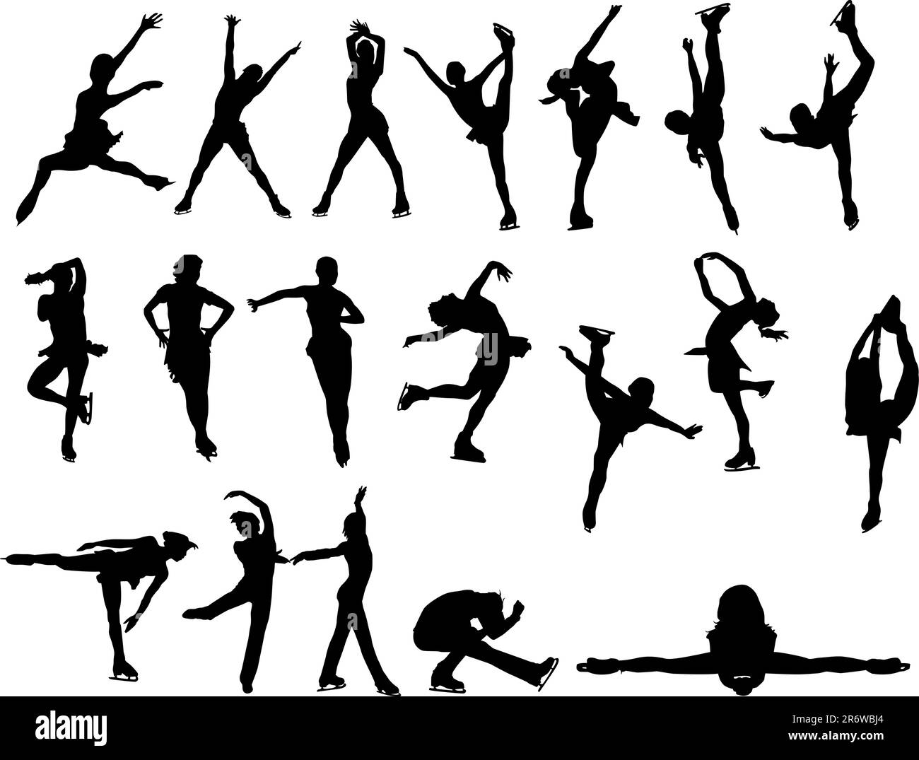 Silhouettes de patinage artistique Illustration de Vecteur