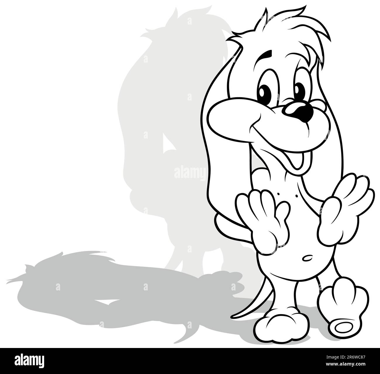 Dessin d'un chien souriant debout sur les jambes de Hind Illustration de Vecteur