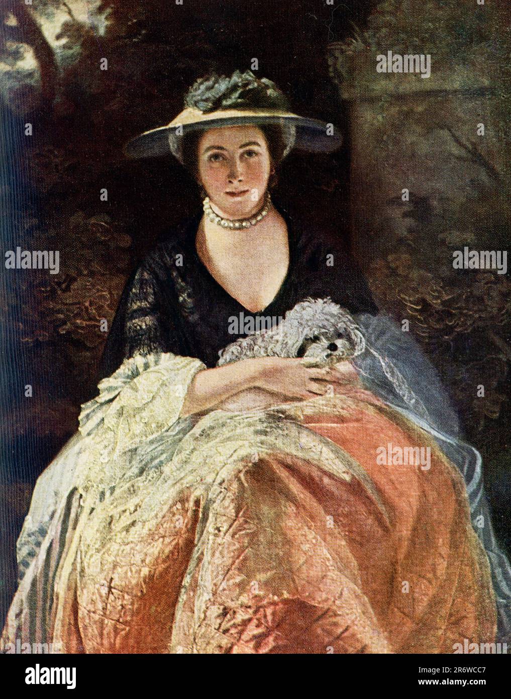 La légende du début de 1900s se lit comme suit : 'Nelly O’Brien de Reynolds (1723-1792) dans la Collection Wallace ce portrait est l'un des meilleurs exemples de l'art de Sir Joshua, et il a été peint en 1763. L'ombre sur le visage est mieux gérée. La dentelle autour du bras et de la jupe sont peintes de la meilleure façon de l’artiste. On se souviendra que Sir Joshua a peint d'autres portraits de cette fascinante femme. Joshua Reynolds (1723-1792) était le principal portraitiste anglais du 18th siècle. Par l'étude de l'art de la Renaissance antique et italienne, et de l'œuvre de Rembrandt, Rubens et Van Dyck, il bro Banque D'Images