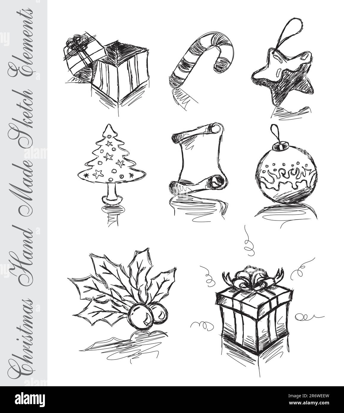 Icônes d'esquisse faites main de Noël Illustration de Vecteur
