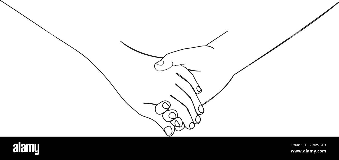 dessin continu d'une seule ligne gros plan de couple tenant les mains, illustration vectorielle de dessin au trait Illustration de Vecteur