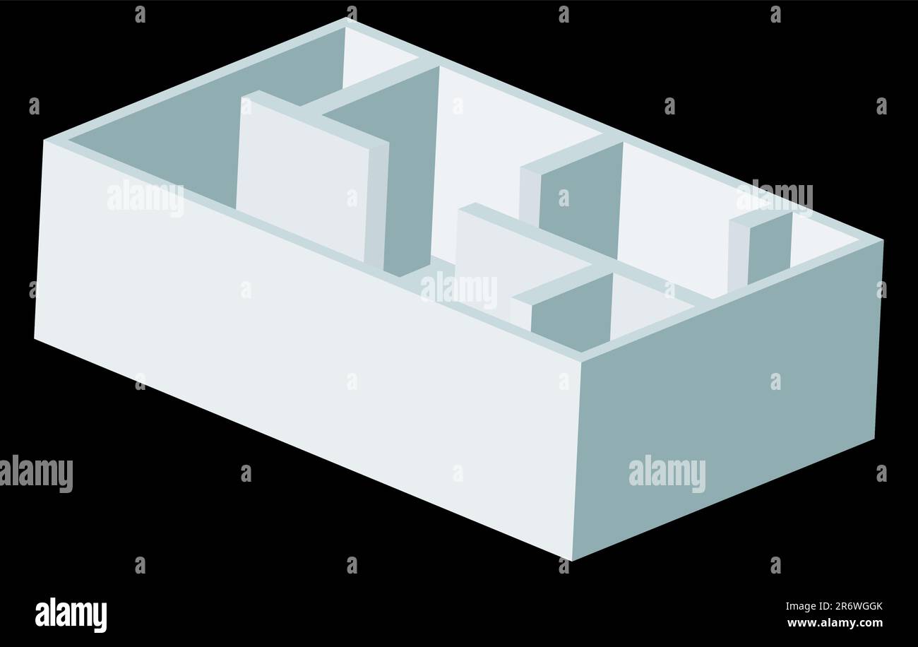 3D intérieur de bâtiment graphique isolé sur un fond blanc. Illustration de Vecteur