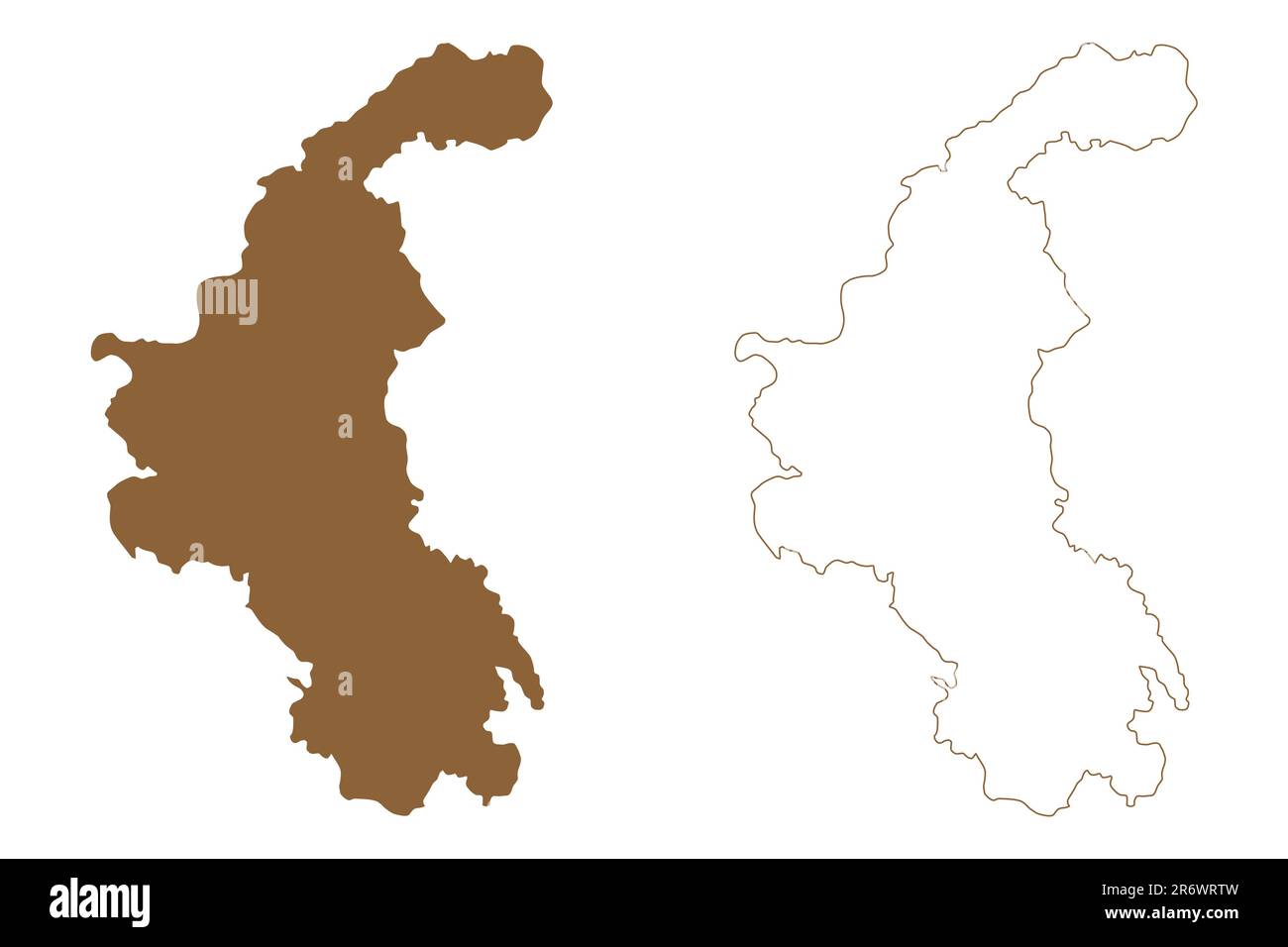 Région de Weiz (République d'Autriche ou Österreich, Styrie, Steiermark ou état de Štajerska) carte illustration vectorielle, schéma de scribble carte Bezirk Weiz Illustration de Vecteur