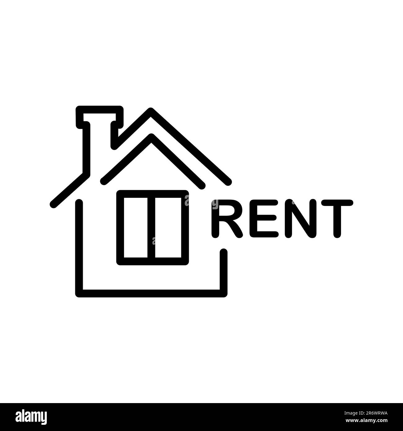 Louer une maison icône, offrir une nouvelle propriété, acheter une propriété, un symbole de ligne mince sur fond blanc Illustration de Vecteur