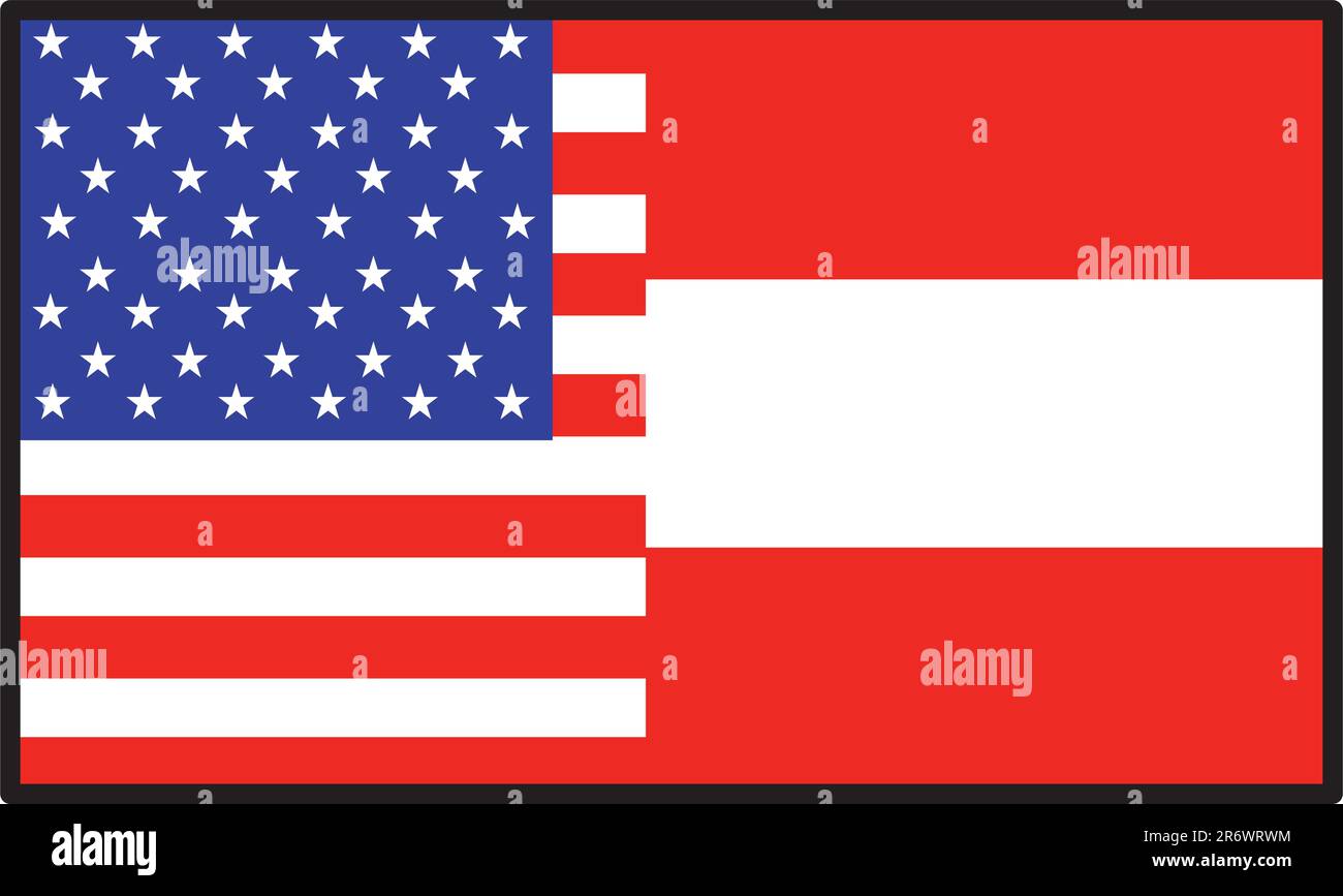Un drapeau qui est moitié américaine et la moitié Austrian Illustration de Vecteur