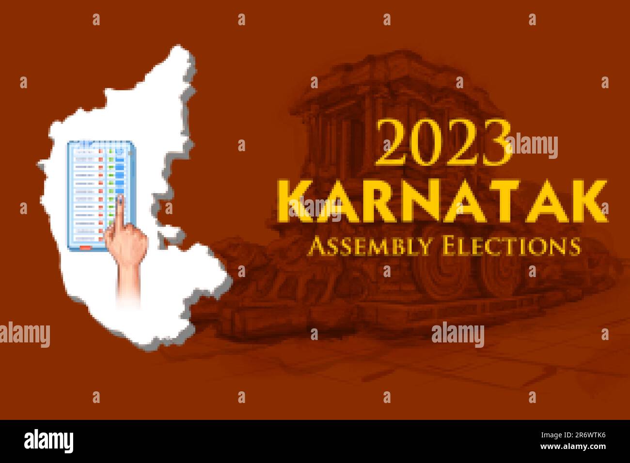 Illustration de différentes personnes montrant le doigt de vote pour l'élection de l'Assemblée législative de Karnataka Illustration de Vecteur