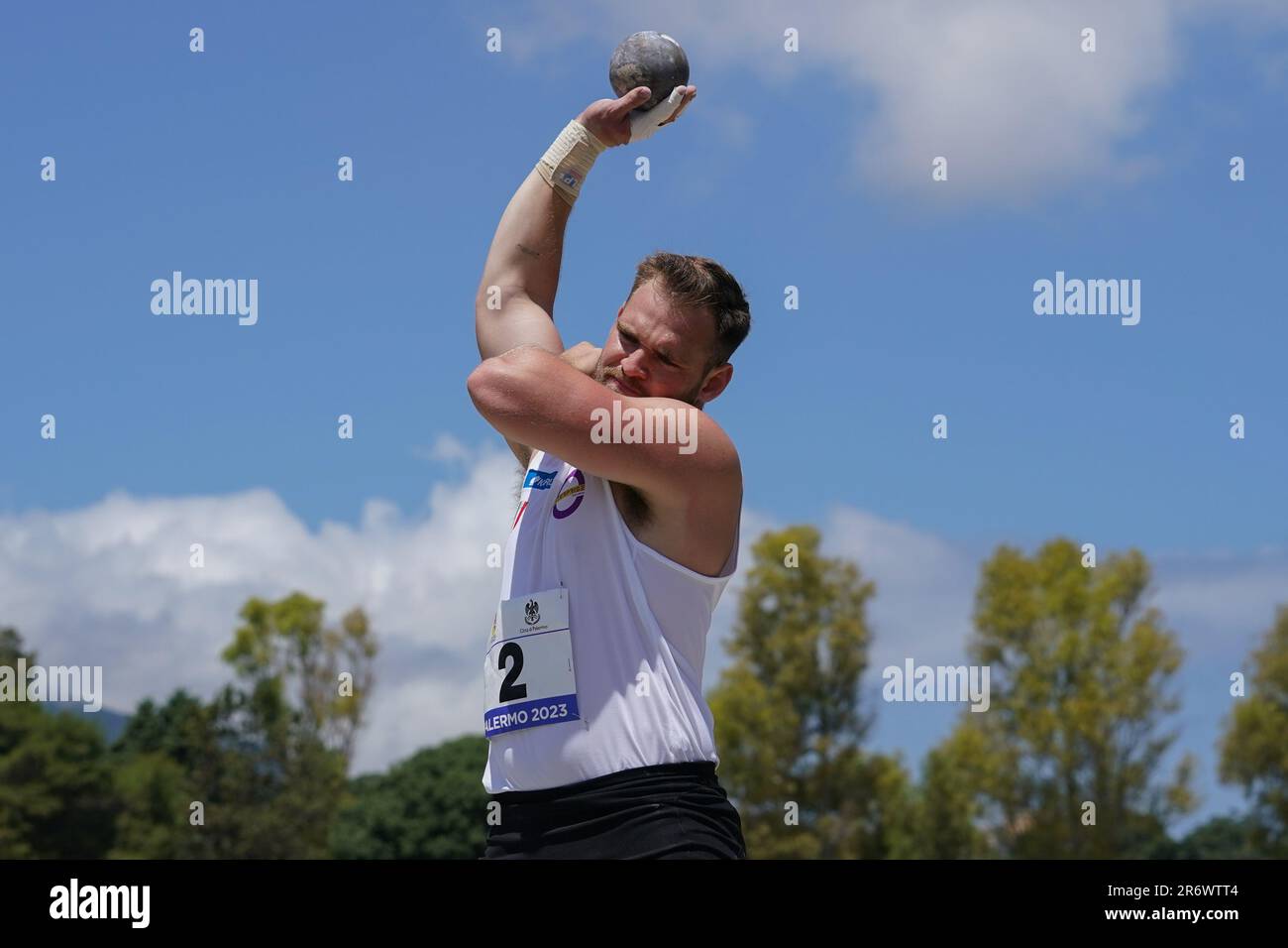 Palerme, Italie. 11th juin 2023. WEIR ZANE (ASD ENTERPRISE SPORT & SERVICE G.A. FIAMME GIALLE) Shot mettre les hommes pendant Campionato Italiano Assoluto di Societa, Italien Athlétisme à Palerme, Italie, 11 juin 2023 crédit: Agence de photo indépendante/Alay Live News Banque D'Images