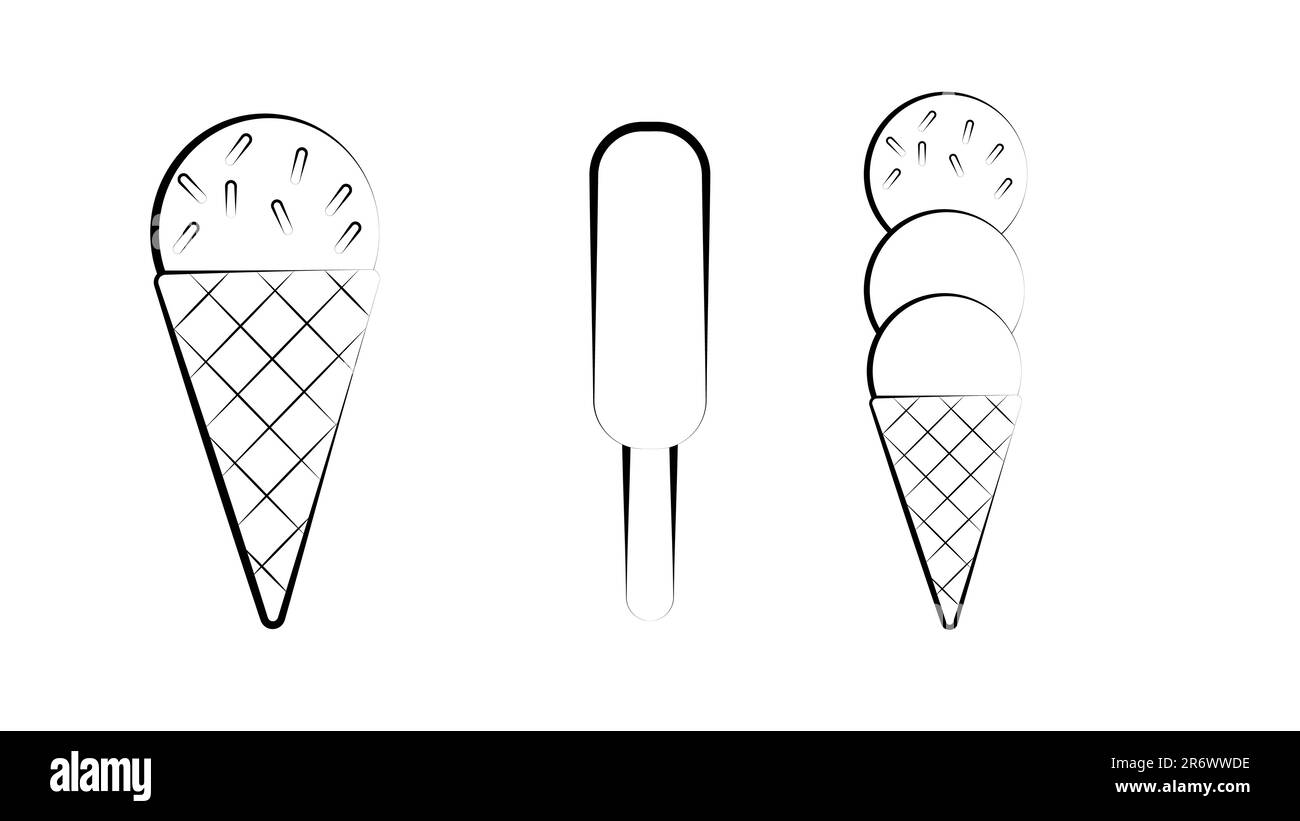 Ensemble de crème glacée servi dans différents bols : acier, céramique, verre, gaufres et papier. Illustration vectorielle dessinée à la main de style vintage gravé. Est Illustration de Vecteur