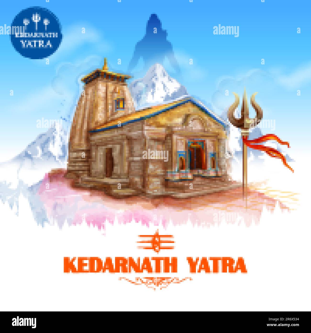 Illustration de Kedarnath Mandir temple hindou de Lord Shiva dans Uttarakhand Inde pour Kedarnath Yatra Illustration de Vecteur