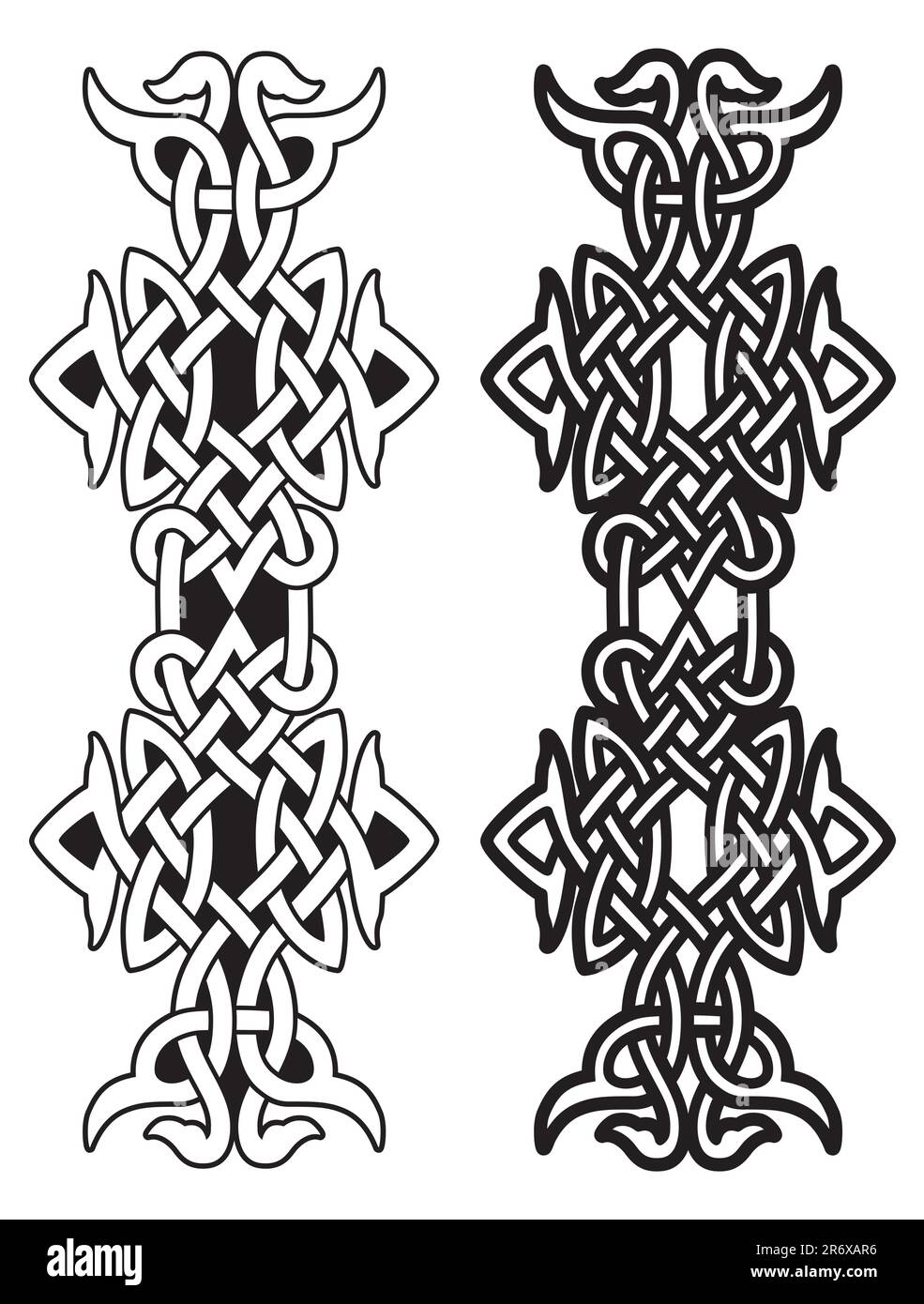 Décoration noire à deux tribus - Tattoo modifiable Illustration de Vecteur