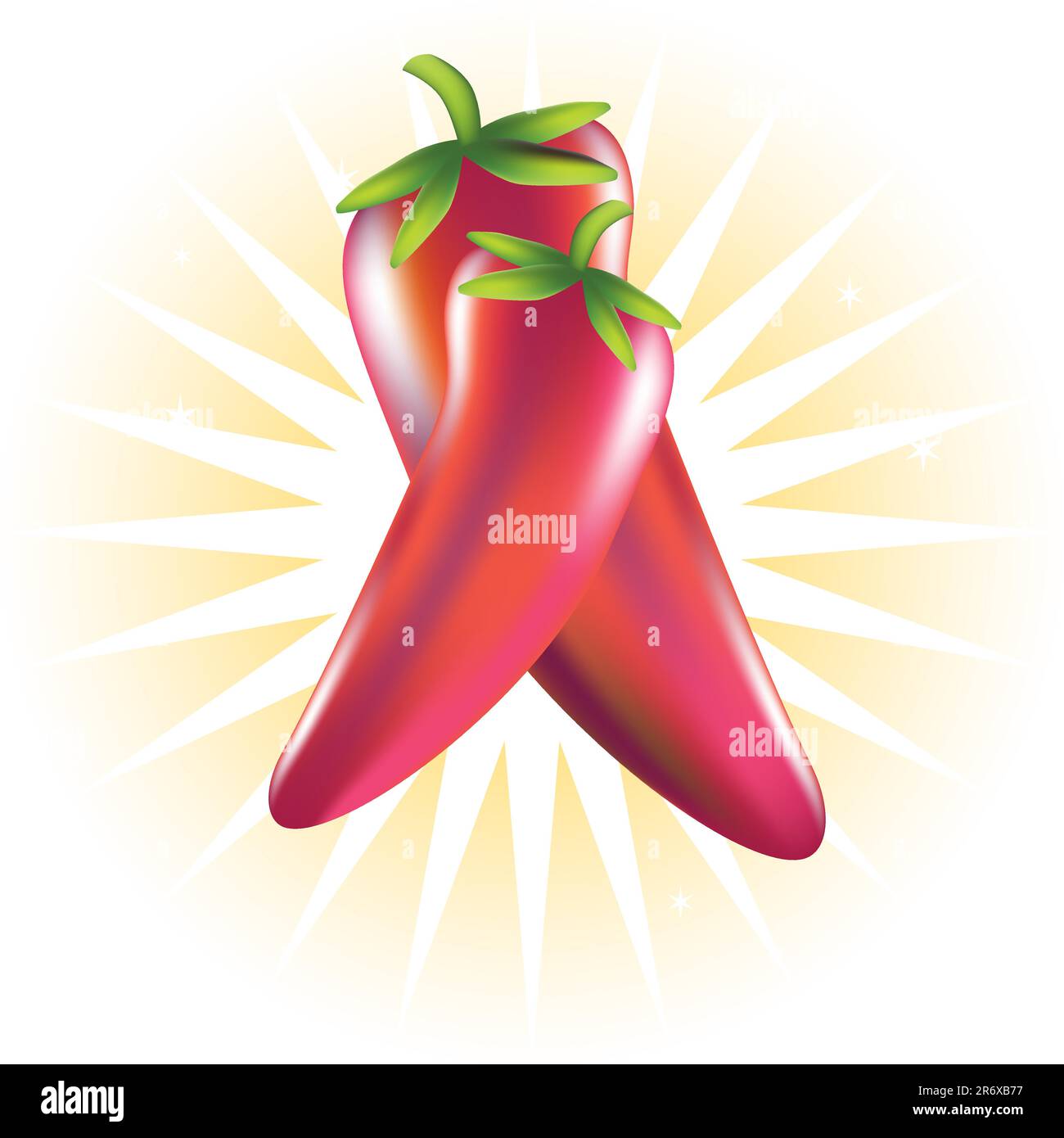 Paire de piments rouges sur fond étoilé. Illustration de Vecteur