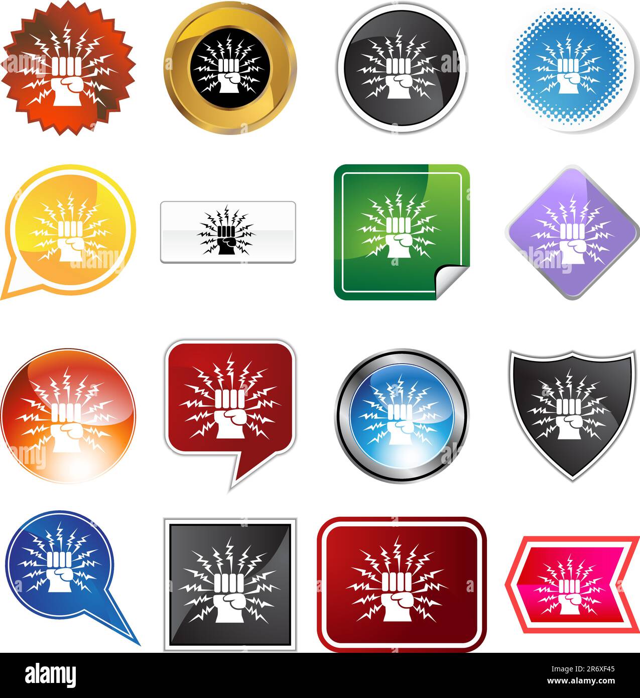 Poinçon foudre icon set isolé sur un fond blanc. Illustration de Vecteur