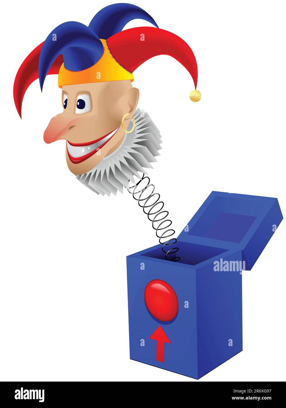 Jouet pour enfants le clown - un joker dans une boîte avec un ressort dans  un vecteur isolé sur un fond blanc Image Vectorielle Stock - Alamy