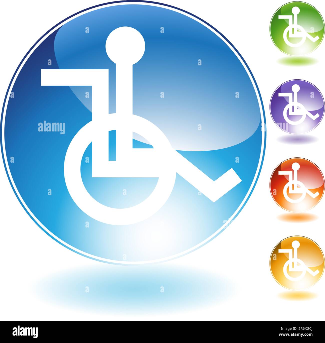 L'icône en fauteuil roulant 3D en plusieurs couleurs. Illustration de Vecteur