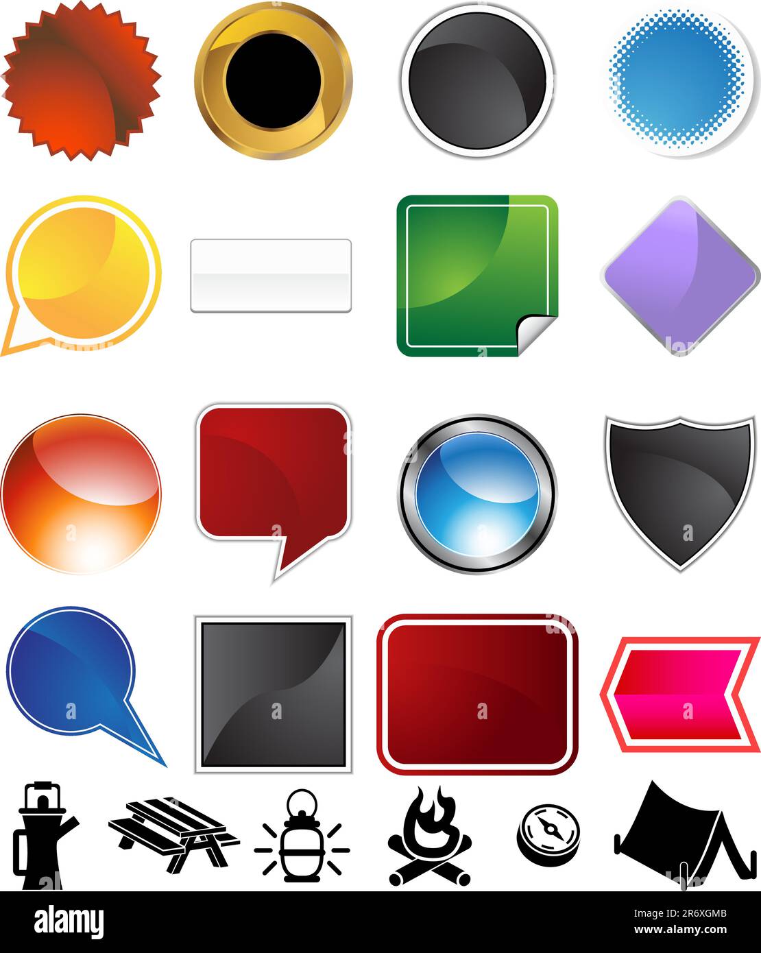 Variété Camping set isolé sur un fond blanc. Illustration de Vecteur