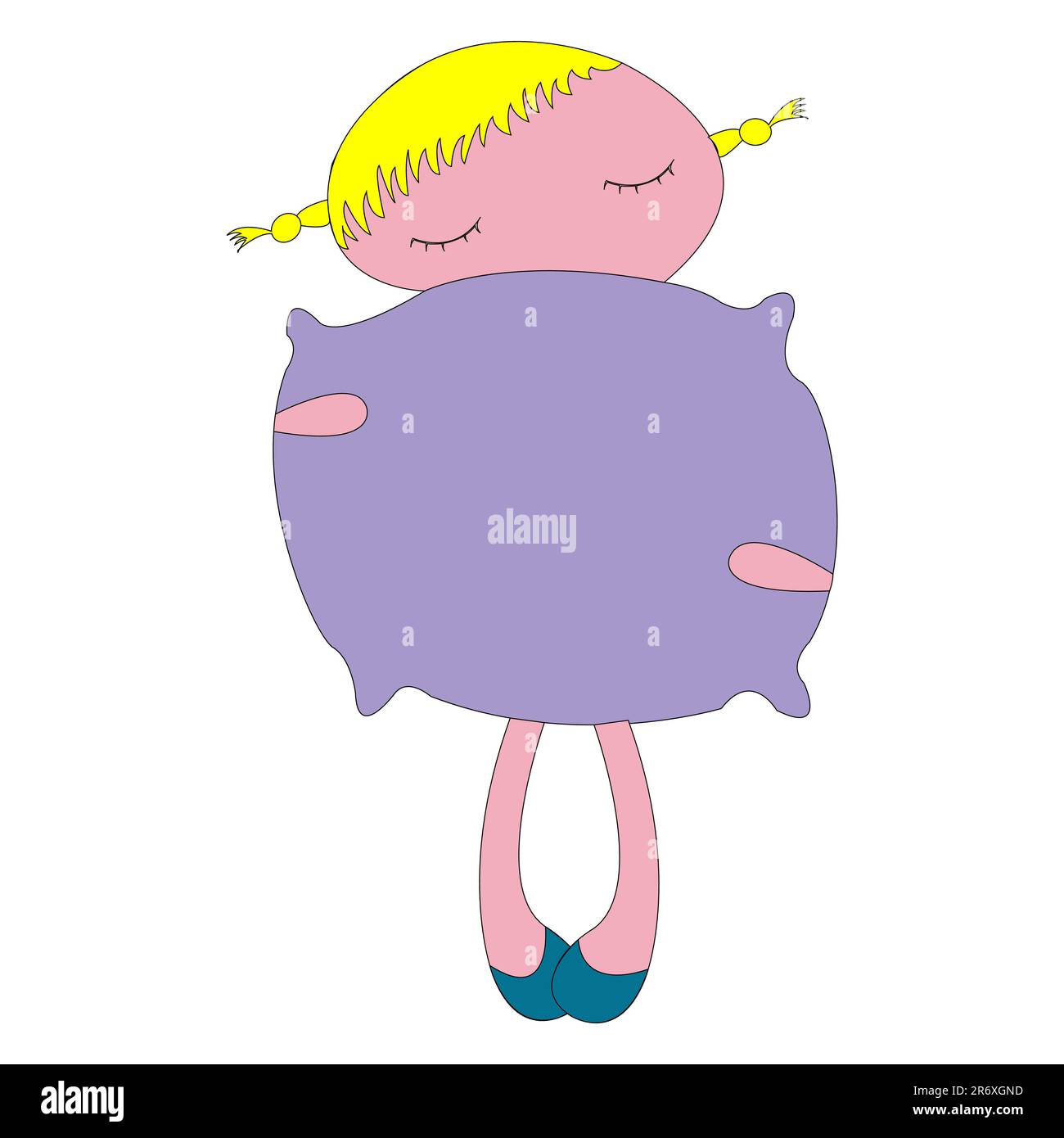jeune fille avec son oreiller, illustration d'art vectoriel Illustration de Vecteur
