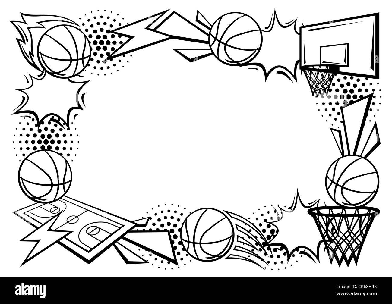 Cadre avec articles de basket-ball. Illustration du club de sport. Illustration de Vecteur