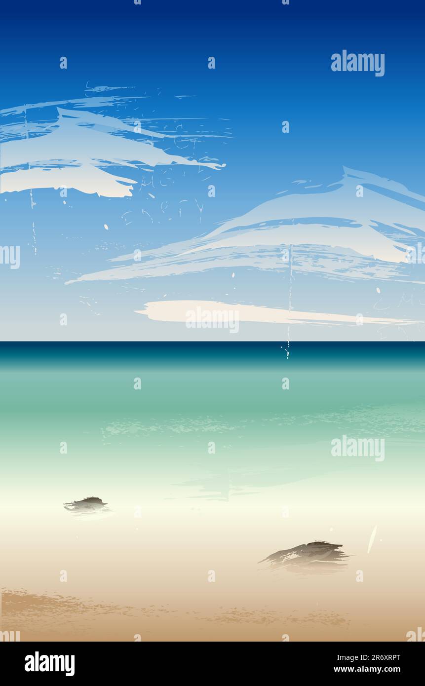 Vector Summertime à la plage, mer Illustration de Vecteur