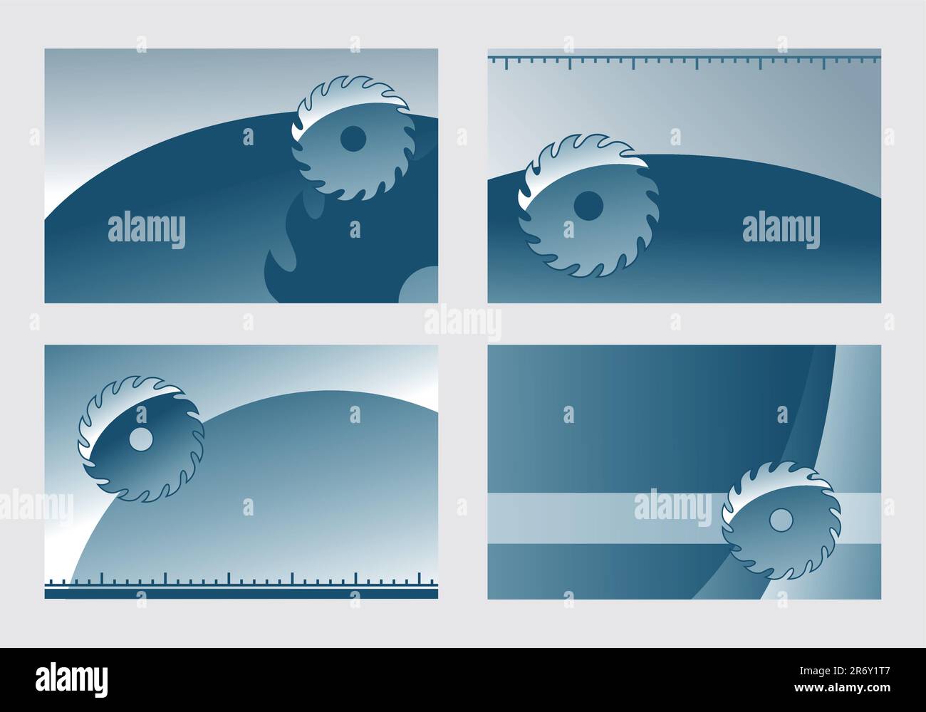 quatre arrière-plans pour les cartes de visite avec lame de scie Illustration de Vecteur
