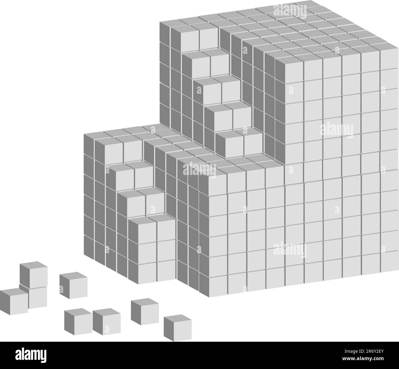 Construit de l'échelle des cubes abstrait sur fond blanc Illustration de Vecteur