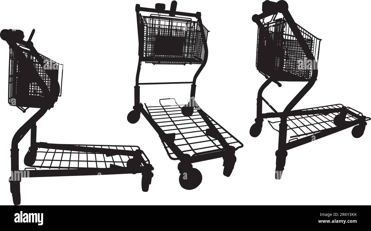 Silhouettes vecteur de matériaux de construction supermarché panier Illustration de Vecteur