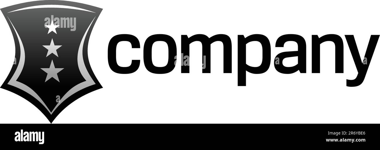Logo de protection de sécurité noir avec étoiles pour la société de sécurité. Illustration de Vecteur