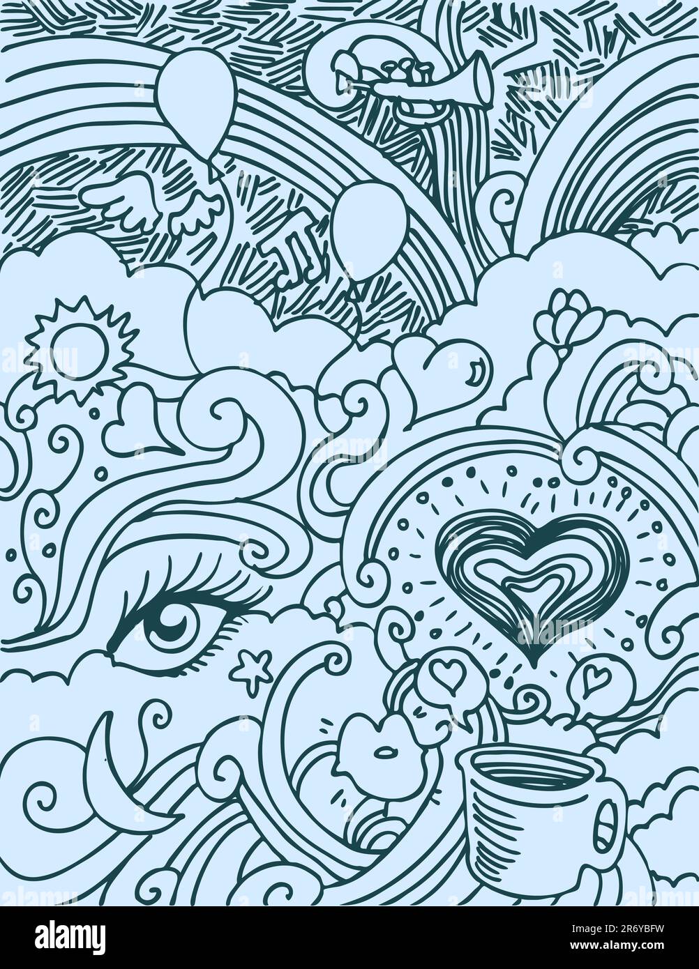 Une image d'un amour Doodle. Illustration de Vecteur