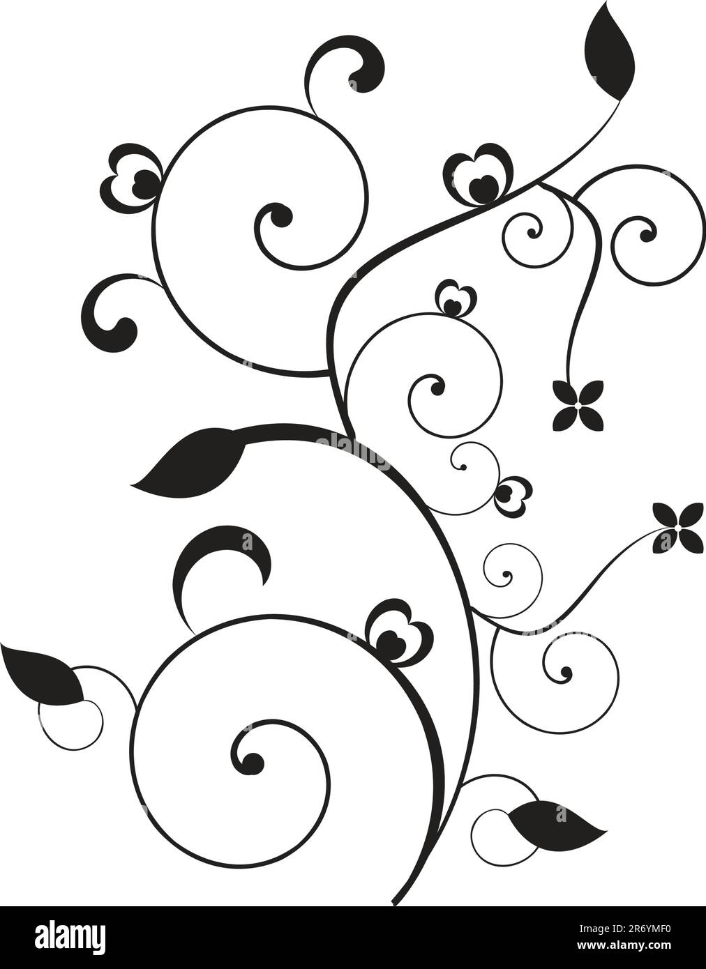 illustration vectorielle d'objet noir et blanc abstrait élément floral Illustration de Vecteur