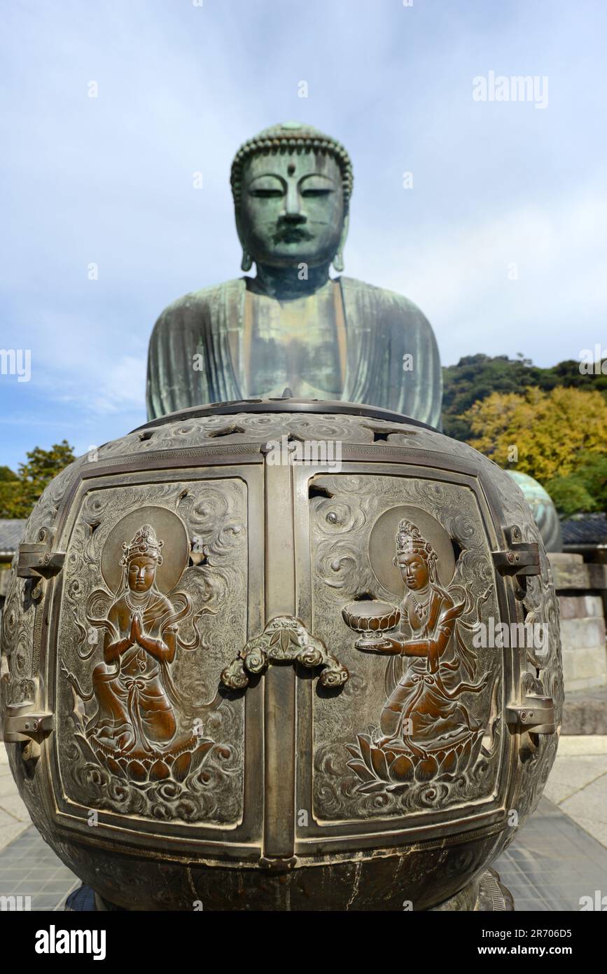 Le Grand Bouddha à Kōtoku-in, Kamakura, Japon. Banque D'Images