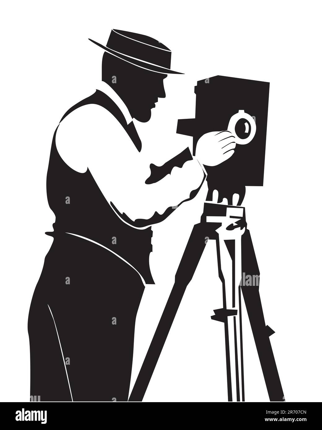 Silhouette du photographe sur fond blanc Illustration de Vecteur