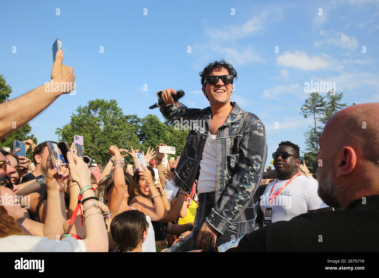 Party Like a Dee jay à la partie Arco della Pace radio Dee Jay Banque D'Images