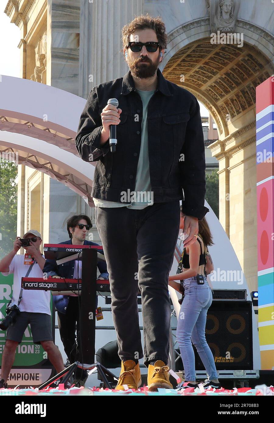 Party Like a Dee jay à la partie Arco della Pace radio Dee Jay Banque D'Images